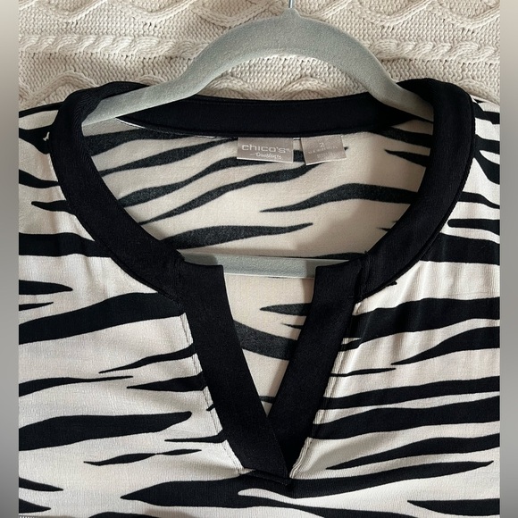 Chico’s Traveler’s Style Black & White Flowy Blouse Women’s Size Large - Picture 14 of 15